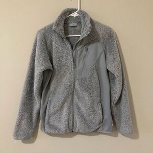 Columbia Women's Gray Mixed Material Fleece Full Zip Jacket Size Small